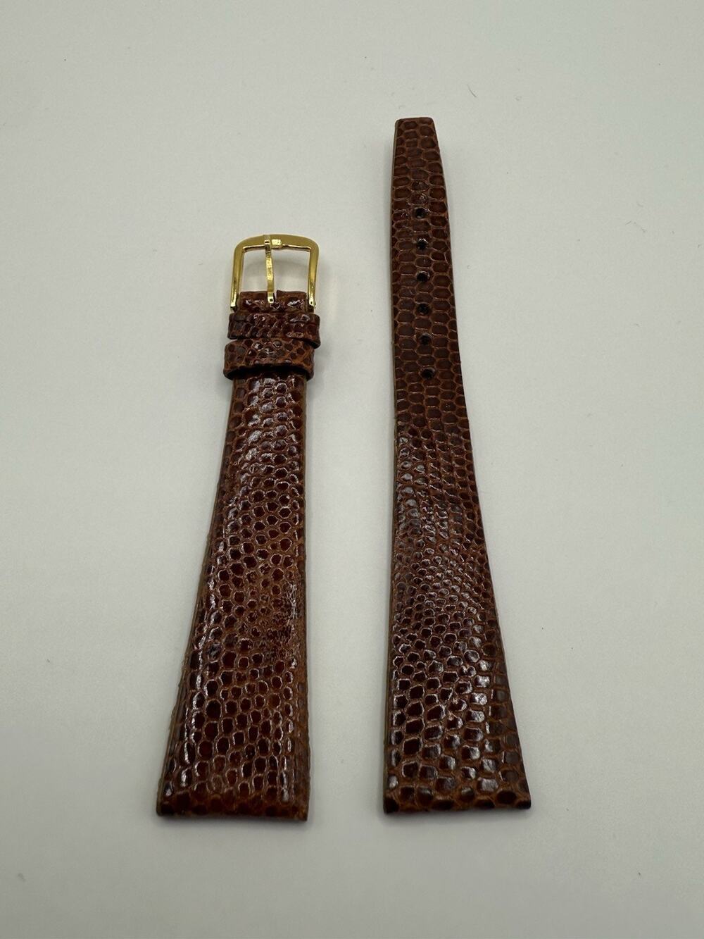16mm KREISLER Genuine Lizard Honey NOS Vintage Watch Band & Gold-Tone Buckle
